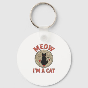 Porte-clés Chat Noir Drôle Lune Vintage Dessin Halloween_1