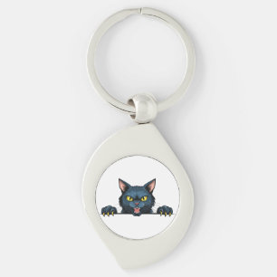 Porte-clés Chat noir en colère
