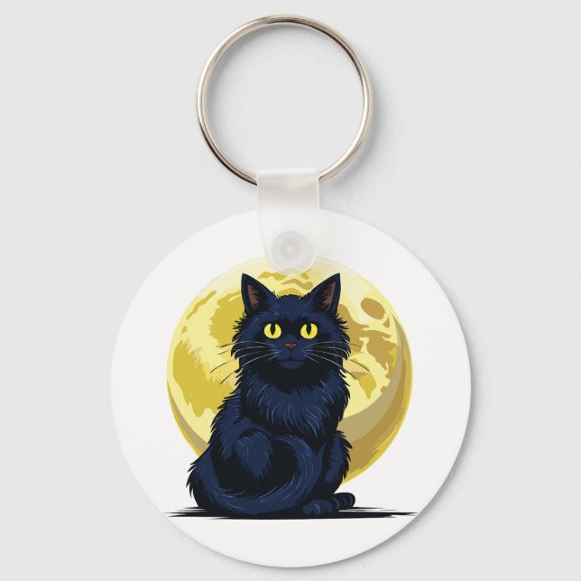 Porte-clés Chat noir en colère (Recto)