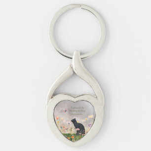 Porte-clés Chat noir en fleurs