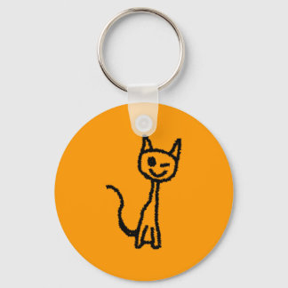 Porte-clés Chat Noir, En Train D'Aspirer.