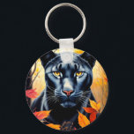 Porte-clés Chat noir Feuilles d'automne Porte - clé de peintu<br><div class="desc">Cette oeuvre d'acrylique féline présente un gros chat noir féroce contre un arrière - plan de forêt d'automne, célébrant la saison d'automne et félins de chat sauvage simultanément. Le tableau saisit la beauté et la puissance de la nature avec un jeu de couleurs chaudes, rouge, orange et jaune. Parfait pour...</div>