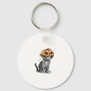 Porte-clés Chat Noir Halloween Citrouille Costume De Tête Pou