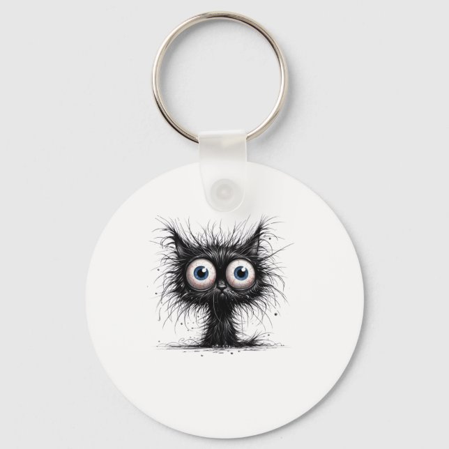 Porte-clés Chat noir Halloween Costume fête drôle Chat effray (Recto)