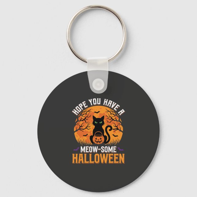 Porte-clés Chat Noir Halloween Incroyable (Recto)
