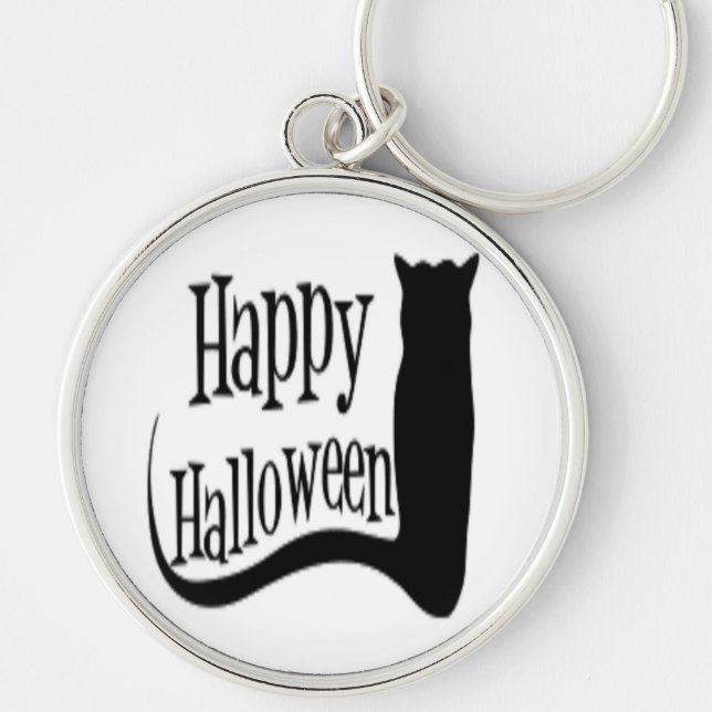 PORTE-CLÉS CHAT NOIR "HAPPY HALLOWEEN" (Devant)