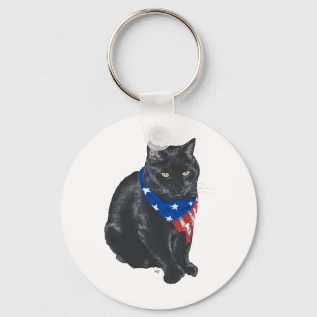 Porte-clés Chat noir patriotique (Recto)