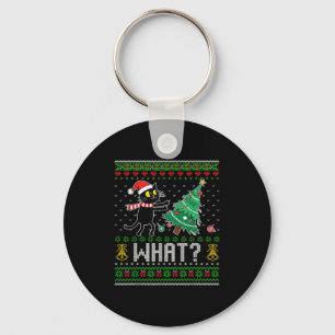 Porte-clés Chat Noir Poussant Arbre De Noël Chat Quel Amusant