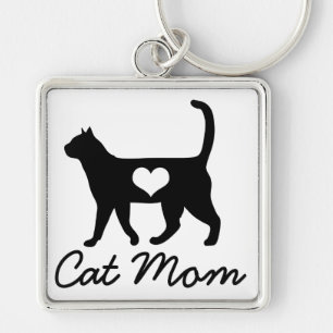 Porte-clés Chat noir Silhouette Chat maman