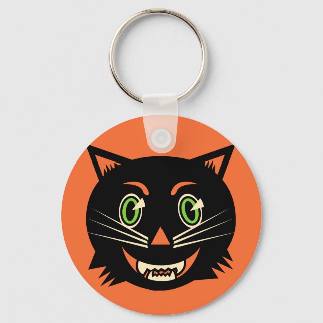 Porte-clés Chat noir vintage (Recto)