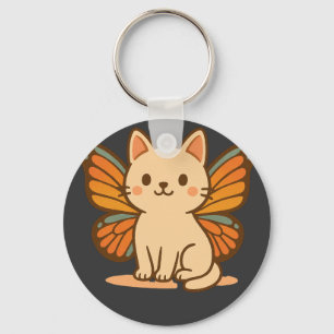 Porte-clés Chat Papillon – Animal Mignon Kawaii Pastel
