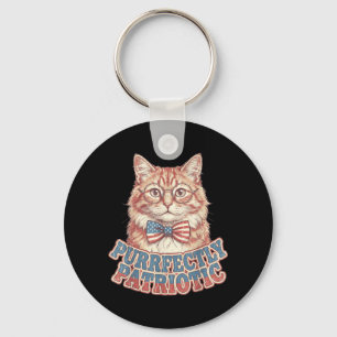 Porte-clés Chat parfaitement patriotique vintage 4 juillet