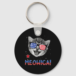 Porte-clés Chat Patriotique 4 Juillet Meowica Drapeau América