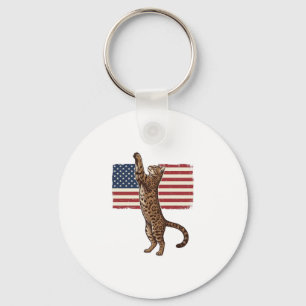 Porte-clés Chat patriotique Drapeau américain Design vectorie