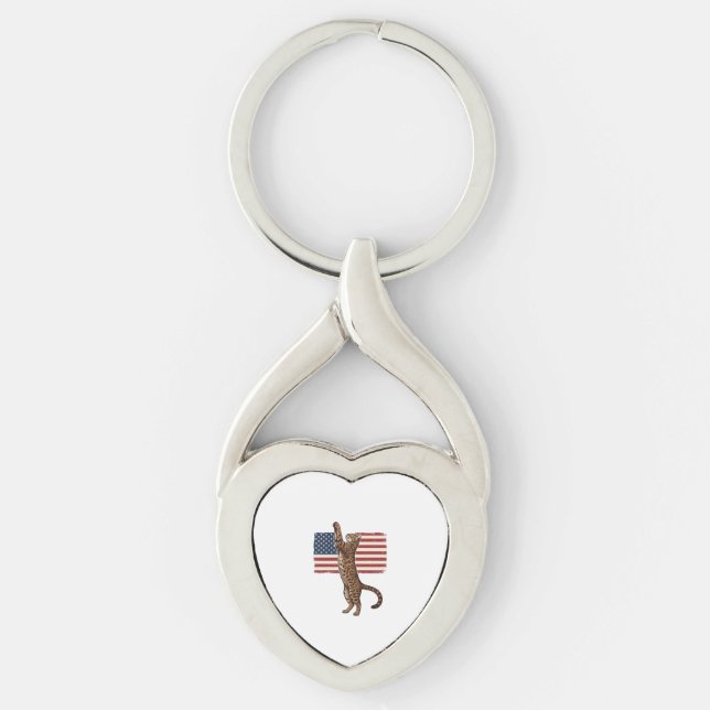 Porte-clés Chat patriotique Drapeau américain Design vectorie (Devant)