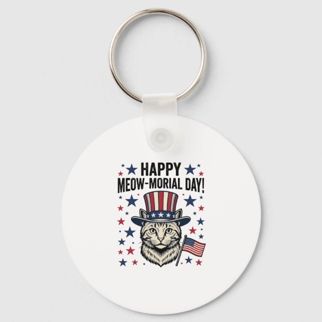 Porte-clés Chat patriotique Meow-morial Day Conception Vector (Recto)