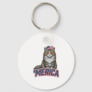 Porte-clés Chat Patriotique Merica Vintage Gravure de Chemise