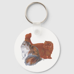 Porte-clés Chat Persan Calico et Chat à poil long rouge