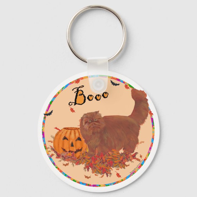 Porte-clés Chat Persan Rouge Halloween (Recto)