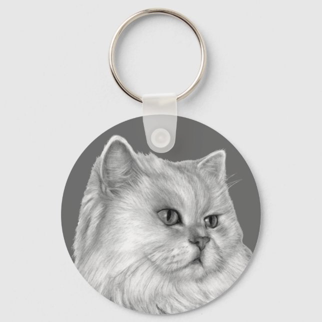 Porte-clés Chat perse blanc (Recto)