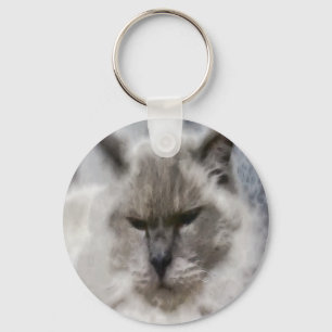 Porte-clés Chat Perse Blanc En Aquarelle