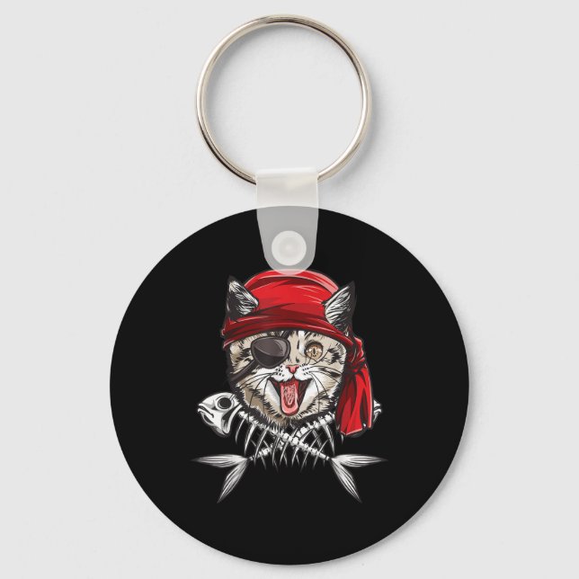 Porte-clés Chat Pirate Boys Hommes Jolly roger Drapeau Crâne  (Recto)