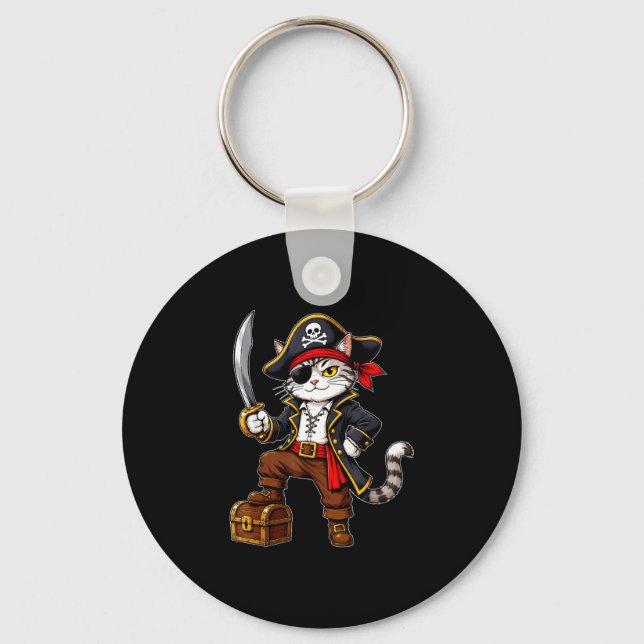 Porte-clés Chat pirate mignon costume d'Halloween graphique d (Recto)