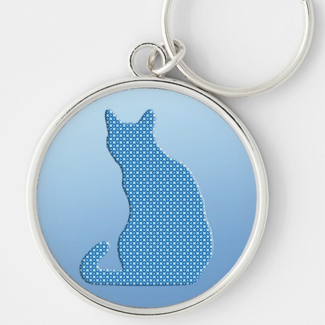 Porte-clés Chat pointillé - nuances de bleu (Devant)