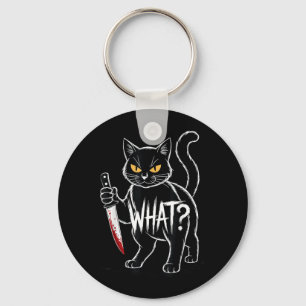 Porte-clés Chat Qu'est-ce que_ Drôle Chat Noir Avec Couteau H