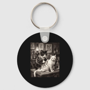 Porte-clés Chat qui fume Tatouage Vintage Kitty Encre Artiste