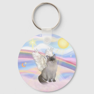 Porte-clés Chat Ragdoll (Blue Point) Ange - Nuages