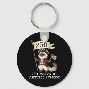 Porte-clés Chat Ragdoll de l'anniversaire patriotique 250 ans