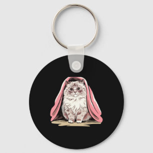 Porte-clés Chat Ragdoll Sous Autocollant De Couverture Rose