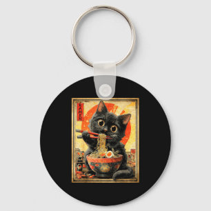Porte-clés Chat Ramen Drôle Amoureux de Nouilles Anime Otaku 