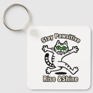 Porte-clés Chat Restez Positif