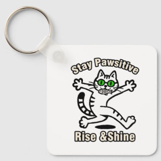 Porte-clés Chat Restez Positif