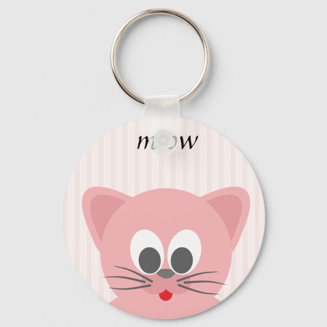 Porte-clés Chat rose tendance (Recto)