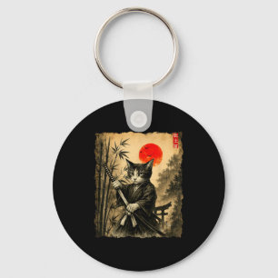 Porte-clés Chat Samouraï Art Japonais Hommes Garçons Drôle Gr
