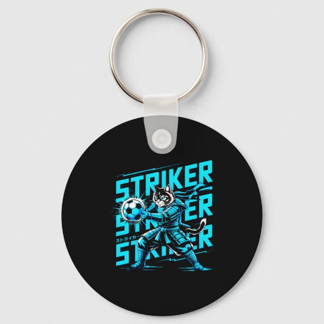 Porte-clés Chat Samouraï Unique Pour Les Fans De Football Et  (Recto)