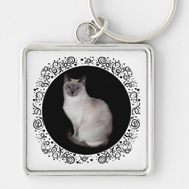 Porte-clés Chat siamois aux yeux bleus (Devant)