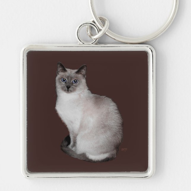 Porte-clés Chat siamois aux yeux bleus (Devant)