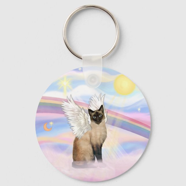Porte-clés Chat siamois - Nuages (Recto)