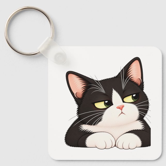 Porte-clés chat smoking drôle – Cadeau de chat jug (Recto)