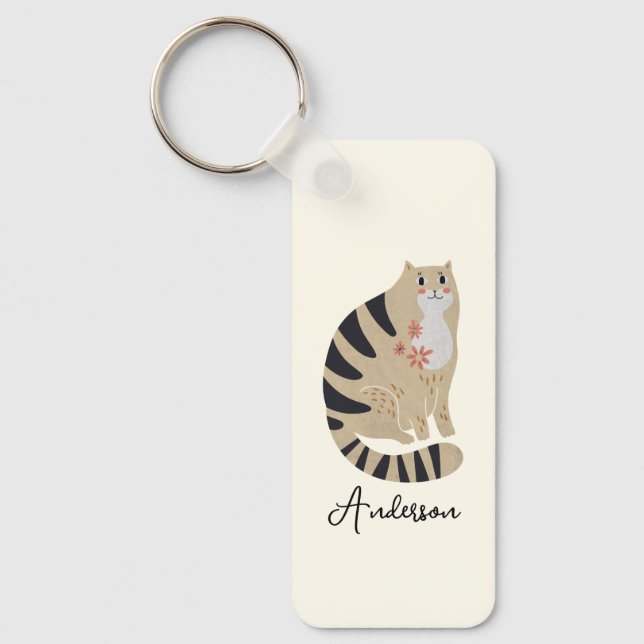 Porte-clés Chat souriant amusant personnalisable (Recto)