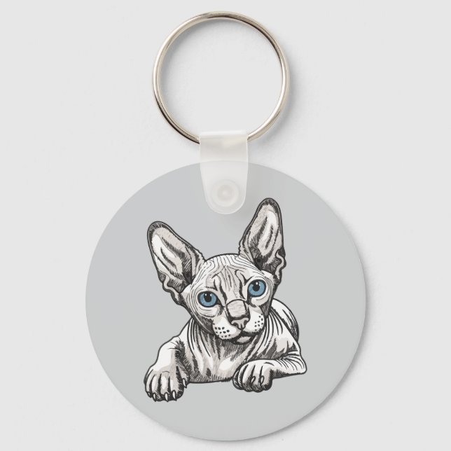 Porte-clés Chat Sphynx sans poils  (Recto)