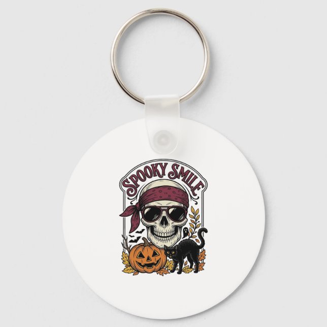Porte-clés Chat squelette Halloween Graphique de citrouille v (Recto)