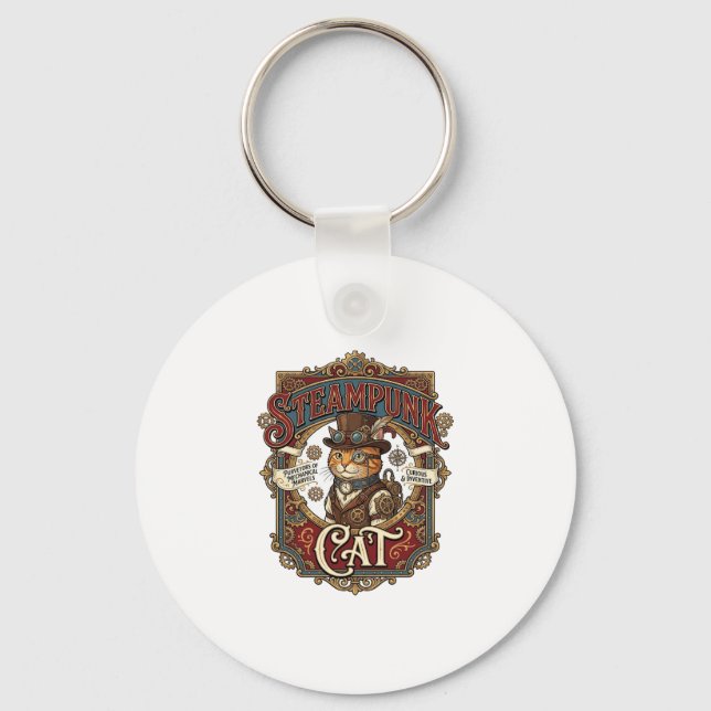 Porte-clés Chat Steampunk Steampunk Chat Vintage (Recto)