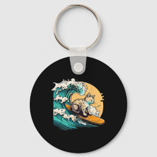 Porte-clés Chat surfeur, Chat sur planche de surf, Chat cheva