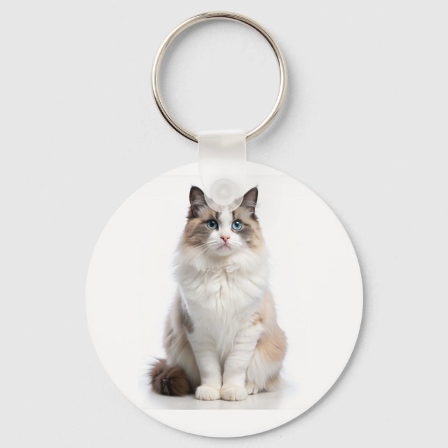 Porte-clés Chat Tabby Adorable aux Yeux Brillant (Recto)
