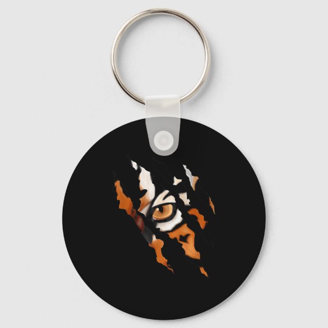 Porte-clés Chat Tigre Intrépide Oeil Griffe Silhouette  (Recto)